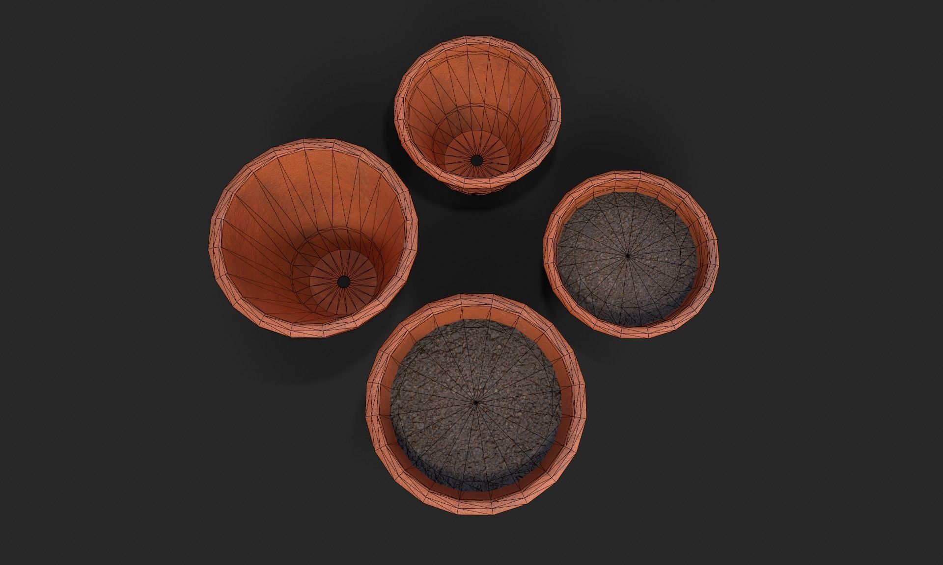 Plant Pot Set Terracotta Exterior 3D Model Collection_50