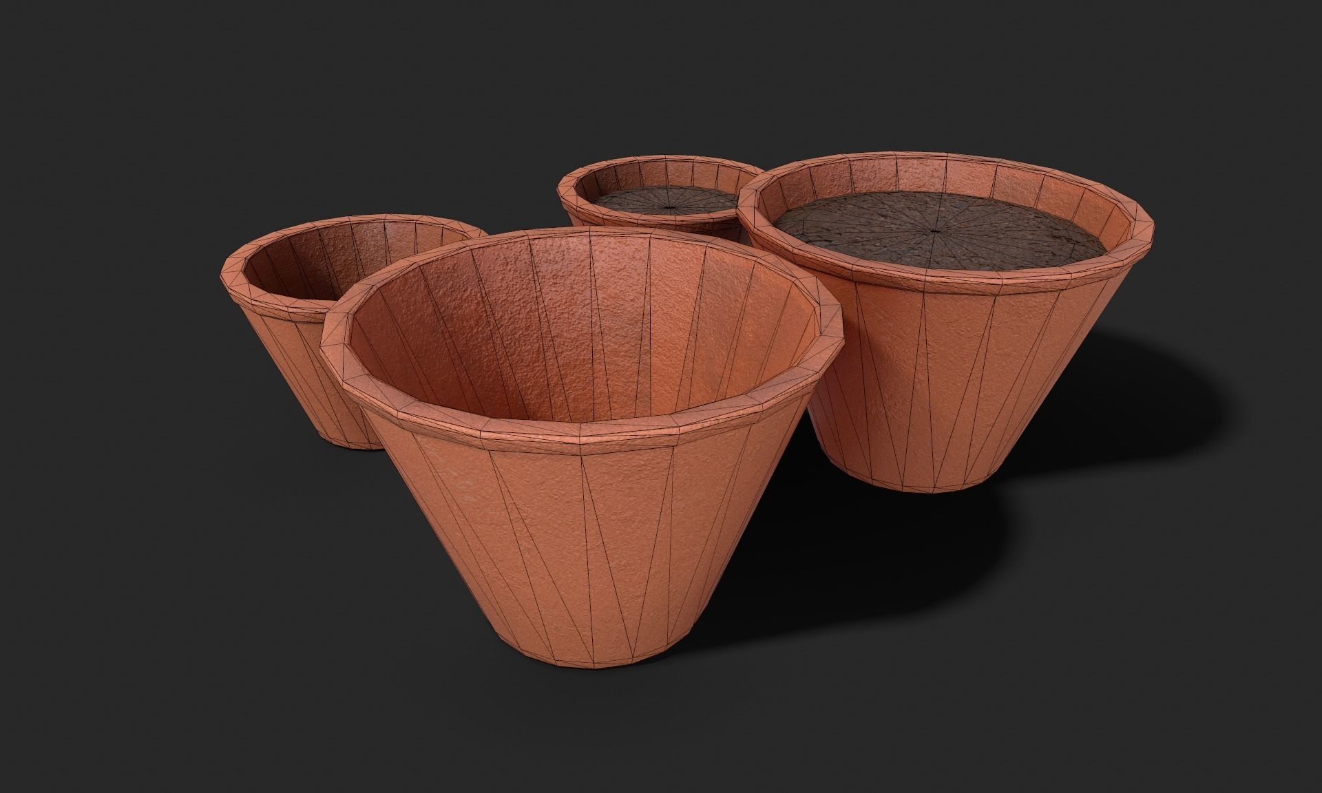 Plant Pot Set Terracotta Exterior 3D Model Collection_39