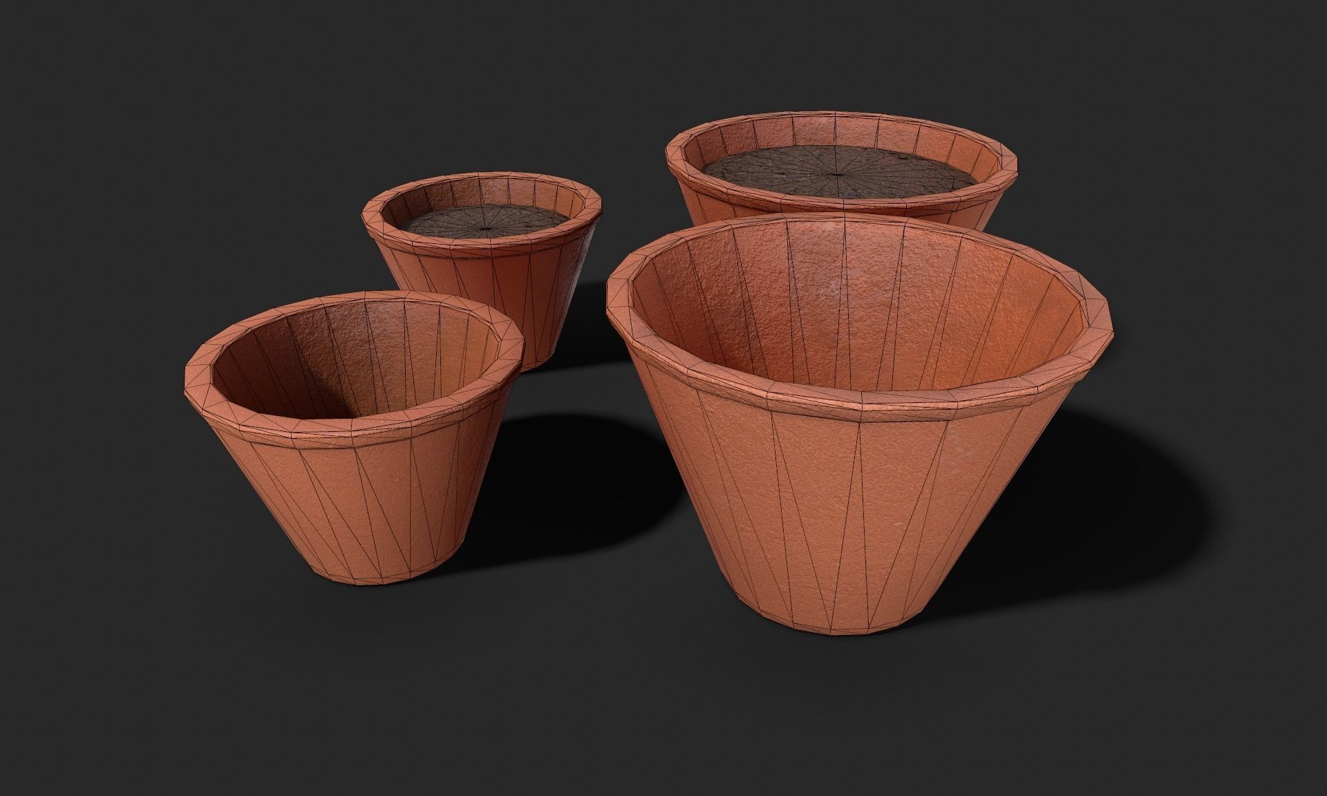Plant Pot Set Terracotta Exterior 3D Model Collection_33