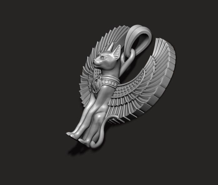 Egyptian God cat Bastet pendant 3D print model_10