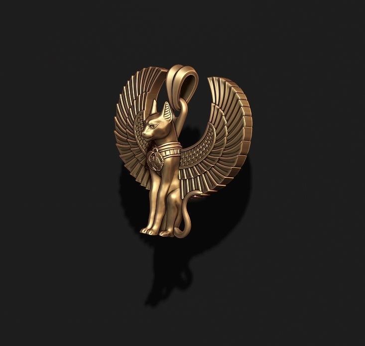 Egyptian God cat Bastet pendant 3D print model_5