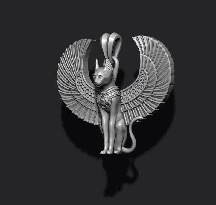 Egyptian God cat Bastet pendant 3D print model_8