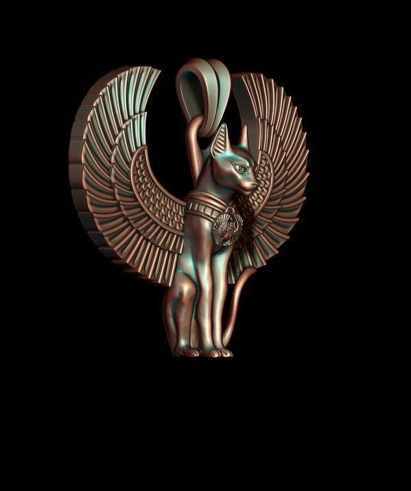 Egyptian God cat Bastet pendant 3D print model_7