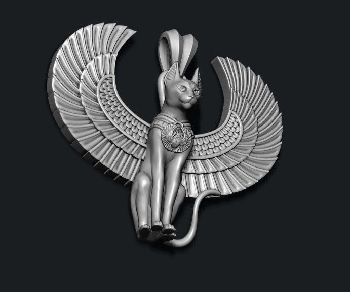 Egyptian God cat Bastet pendant 3D print model_9