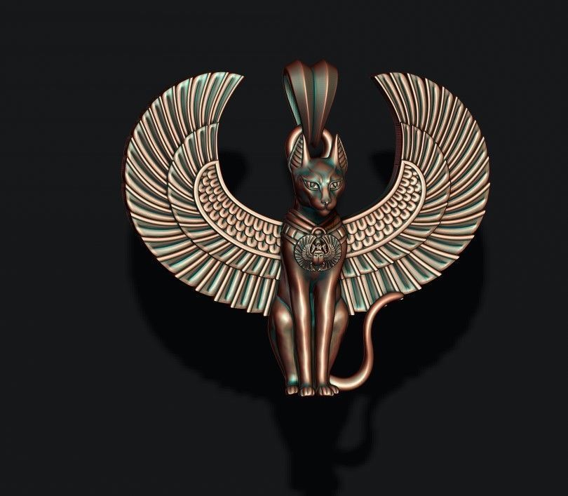 Egyptian God cat Bastet pendant 3D print model_6