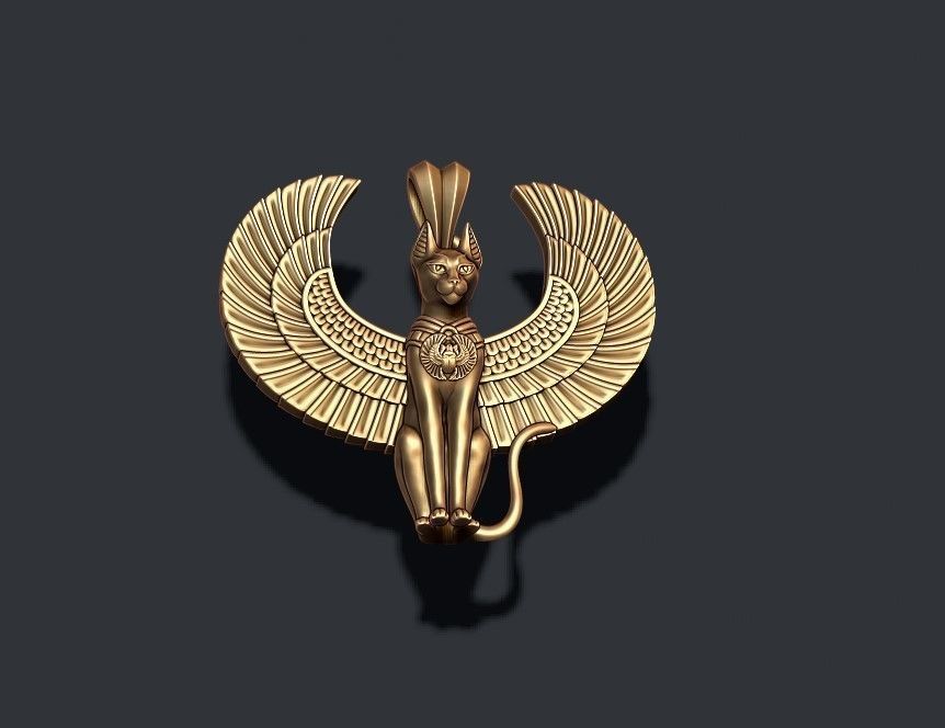 Egyptian God cat Bastet pendant 3D print model_4