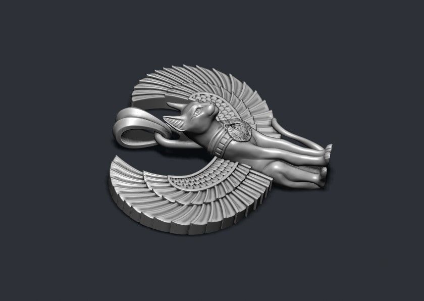 Egyptian God cat Bastet pendant 3D print model_3