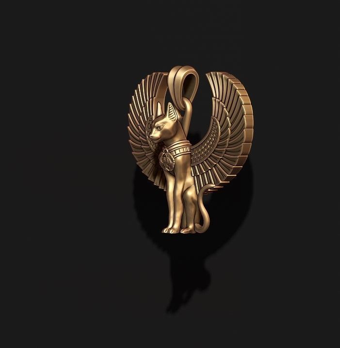 Egyptian God cat Bastet pendant 3D print model_2