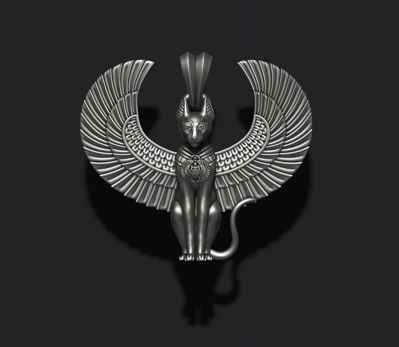Egyptian God cat Bastet pendant 3D print model_1