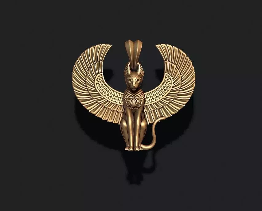 Egyptian God cat Bastet pendant 3D print model_0