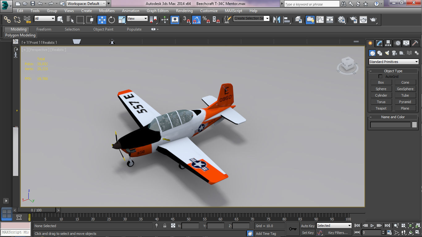 Beechcraft T-34C Mentor Low-poly 3D model_16