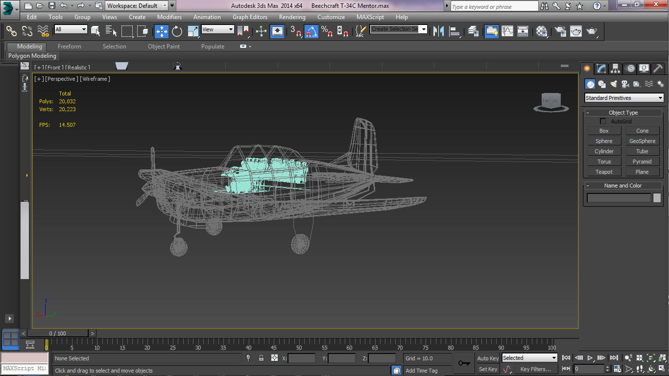 Beechcraft T-34C Mentor Low-poly 3D model_12