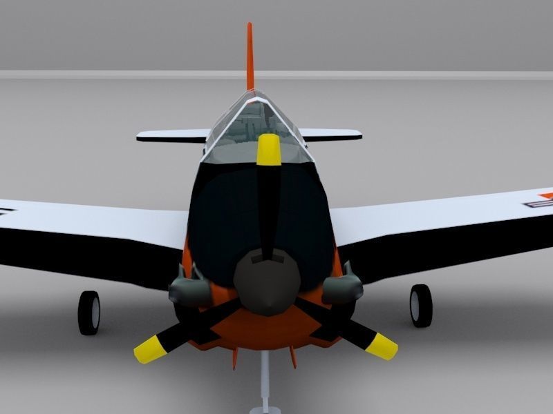 Beechcraft T-34C Mentor Low-poly 3D model_14