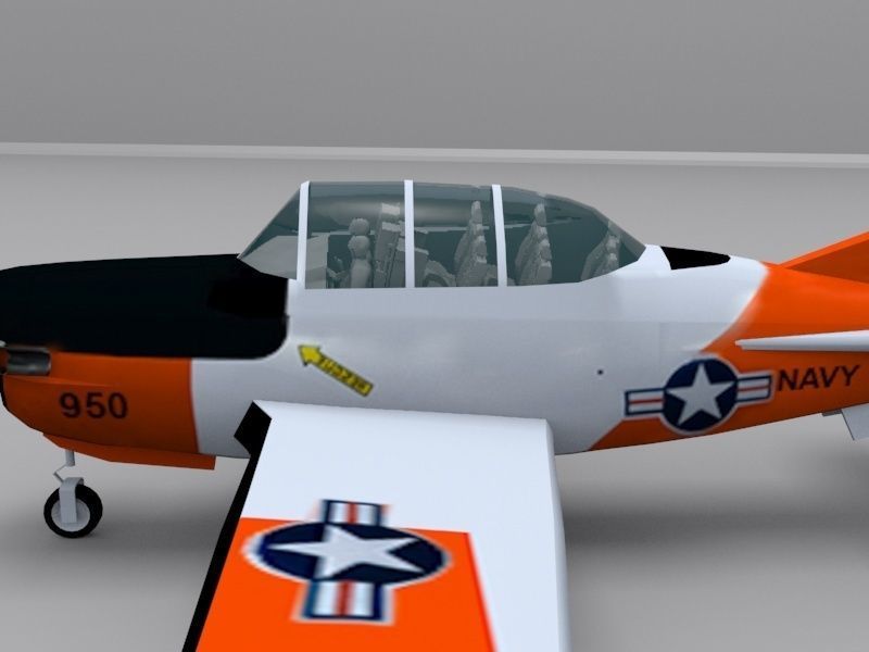 Beechcraft T-34C Mentor Low-poly 3D model_2