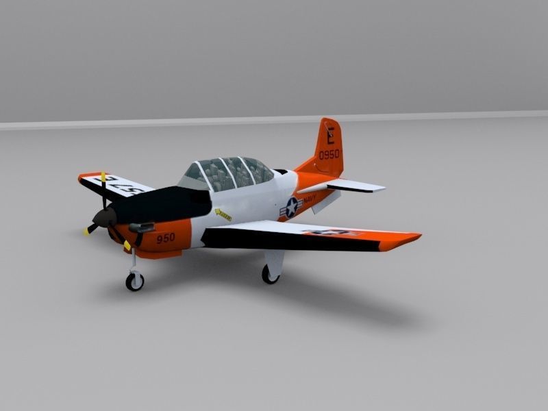 Beechcraft T-34C Mentor Low-poly 3D model_5