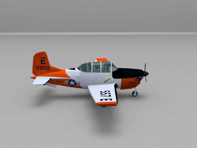 Beechcraft T-34C Mentor Low-poly 3D model_3