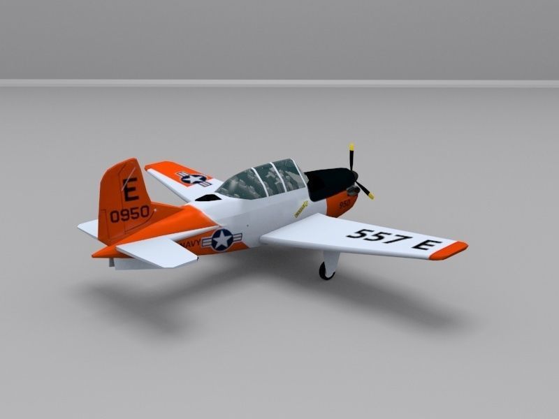 Beechcraft T-34C Mentor Low-poly 3D model_4