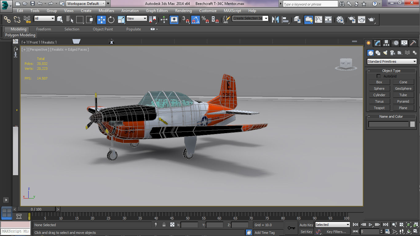 Beechcraft T-34C Mentor Low-poly 3D model_15