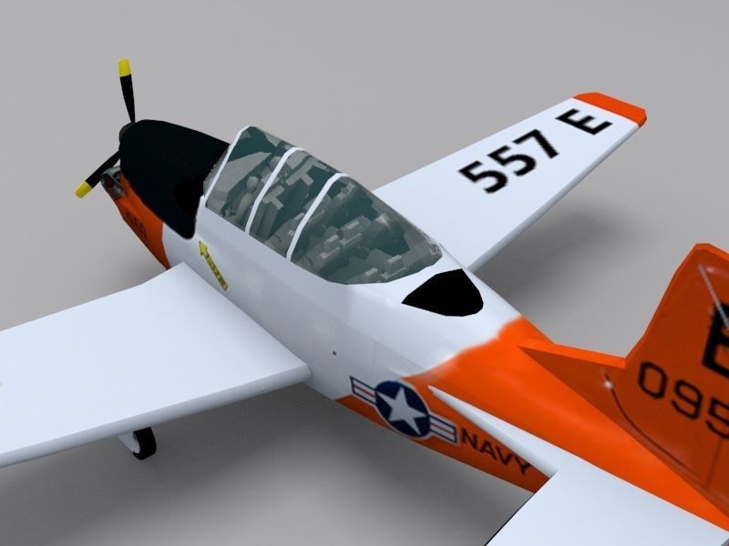 Beechcraft T-34C Mentor Low-poly 3D model_13