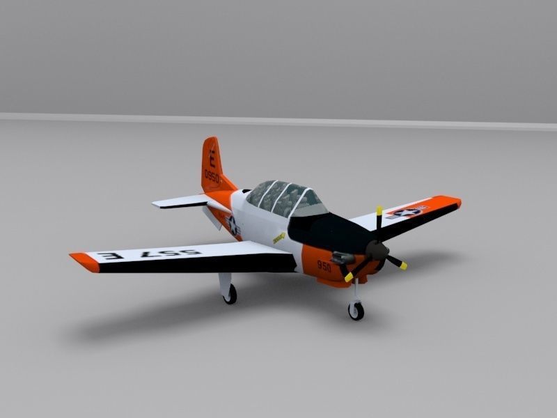 Beechcraft T-34C Mentor Low-poly 3D model_10