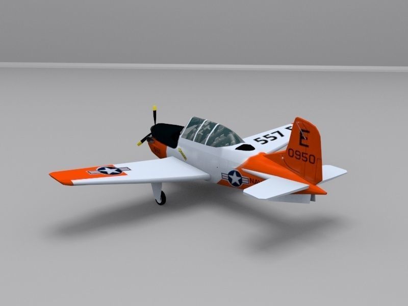 Beechcraft T-34C Mentor Low-poly 3D model_6