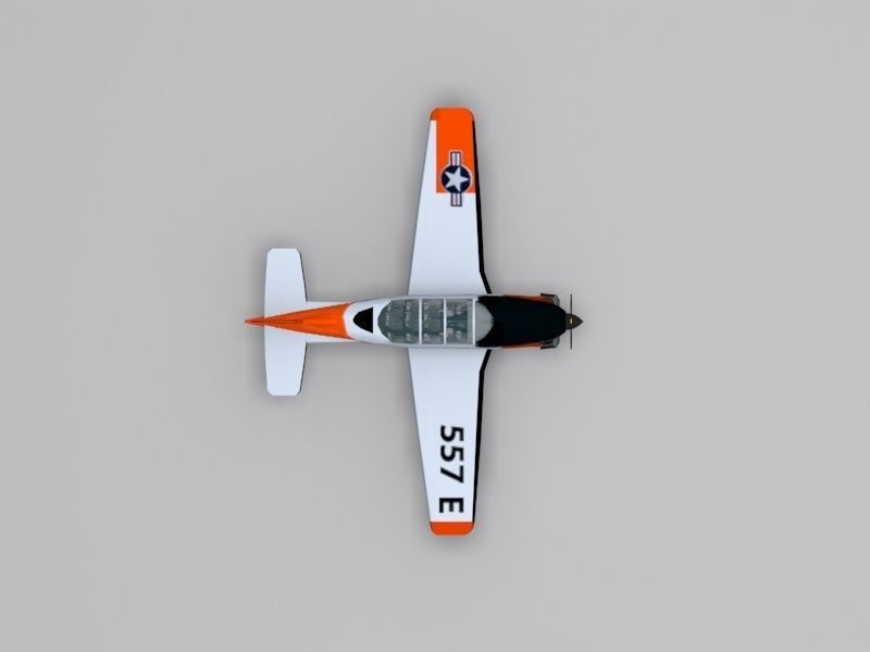 Beechcraft T-34C Mentor Low-poly 3D model_1
