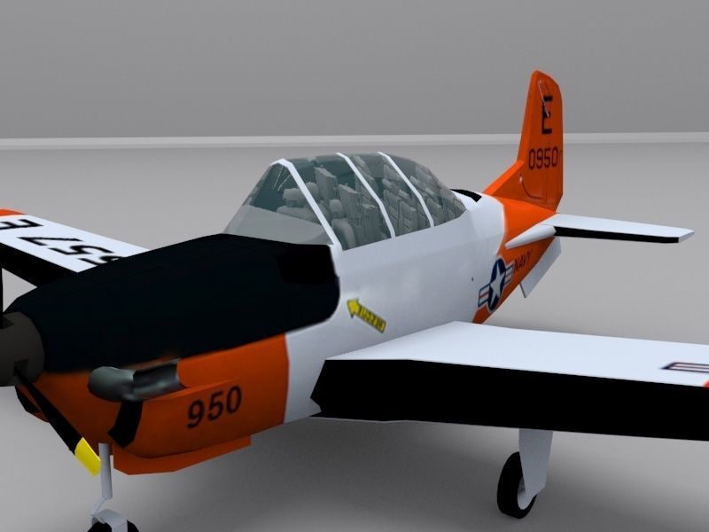 Beechcraft T-34C Mentor Low-poly 3D model_8