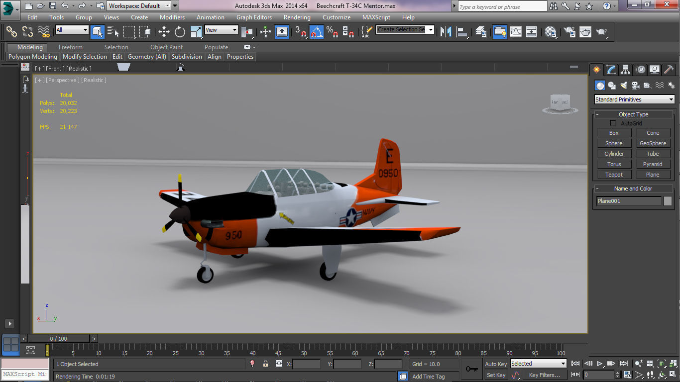 Beechcraft T-34C Mentor Low-poly 3D model_7