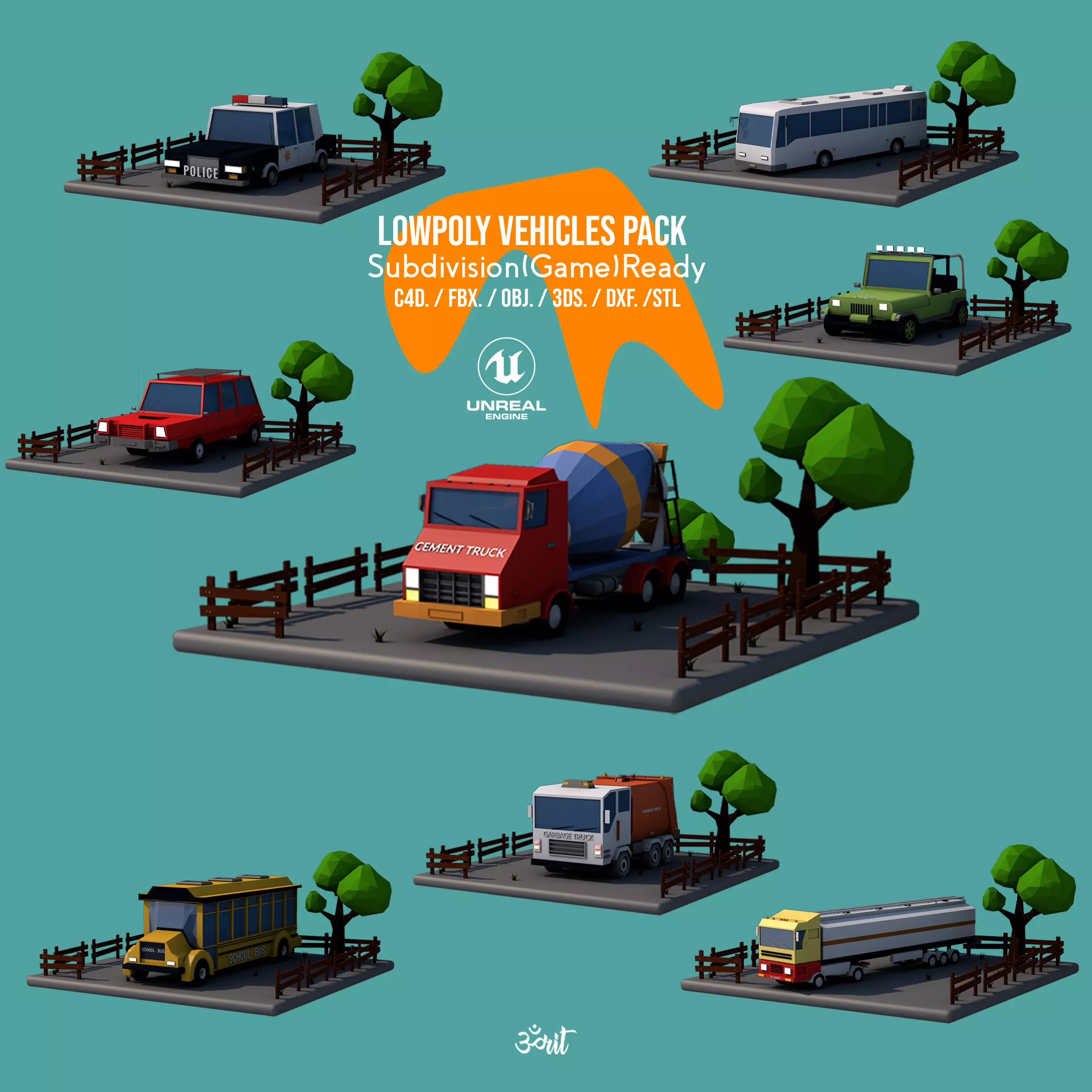 Lowpoly Vehicles Pack - Subdivision-Game-Ready Low-poly 3D model_0