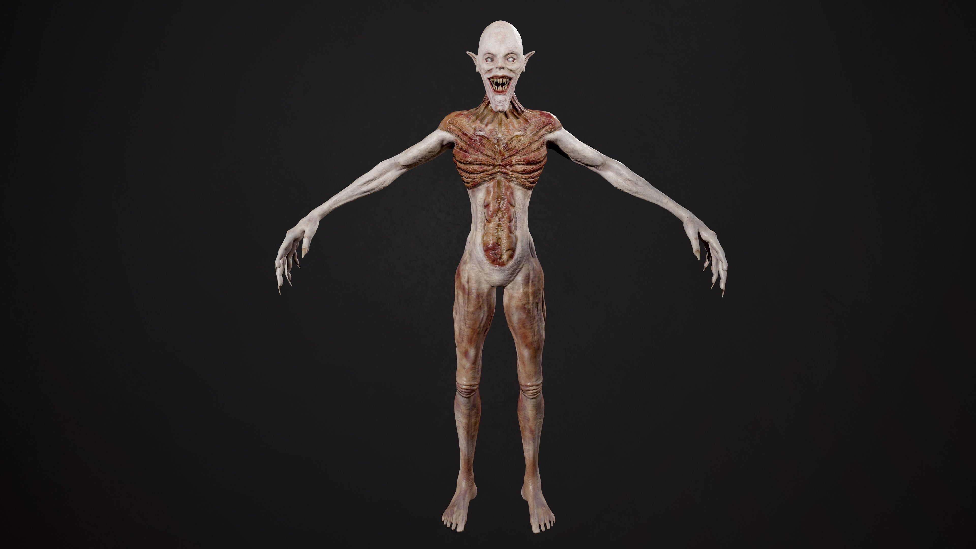 Ghoul human body Low-poly 3D model_1