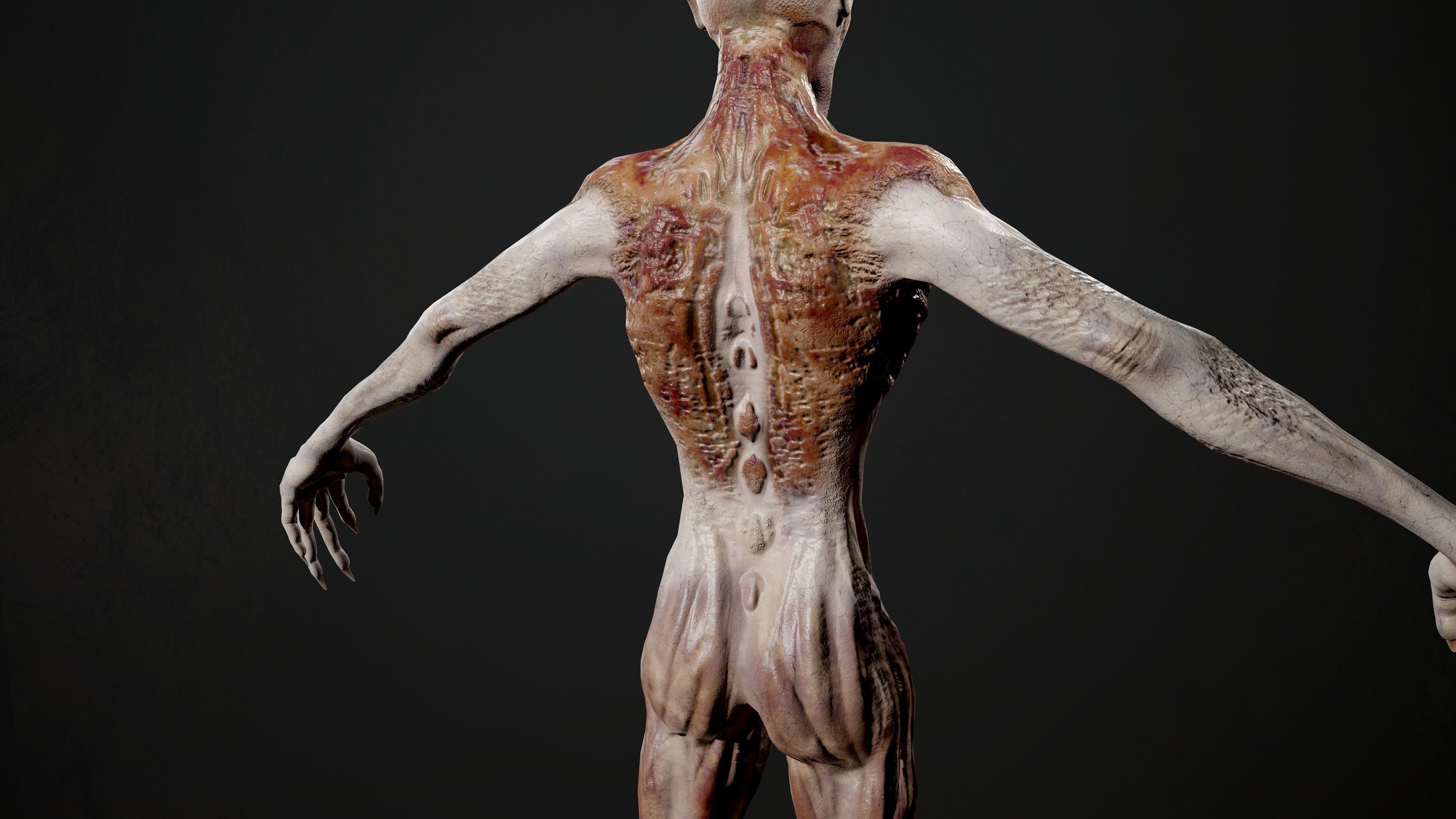 Ghoul human body Low-poly 3D model_10
