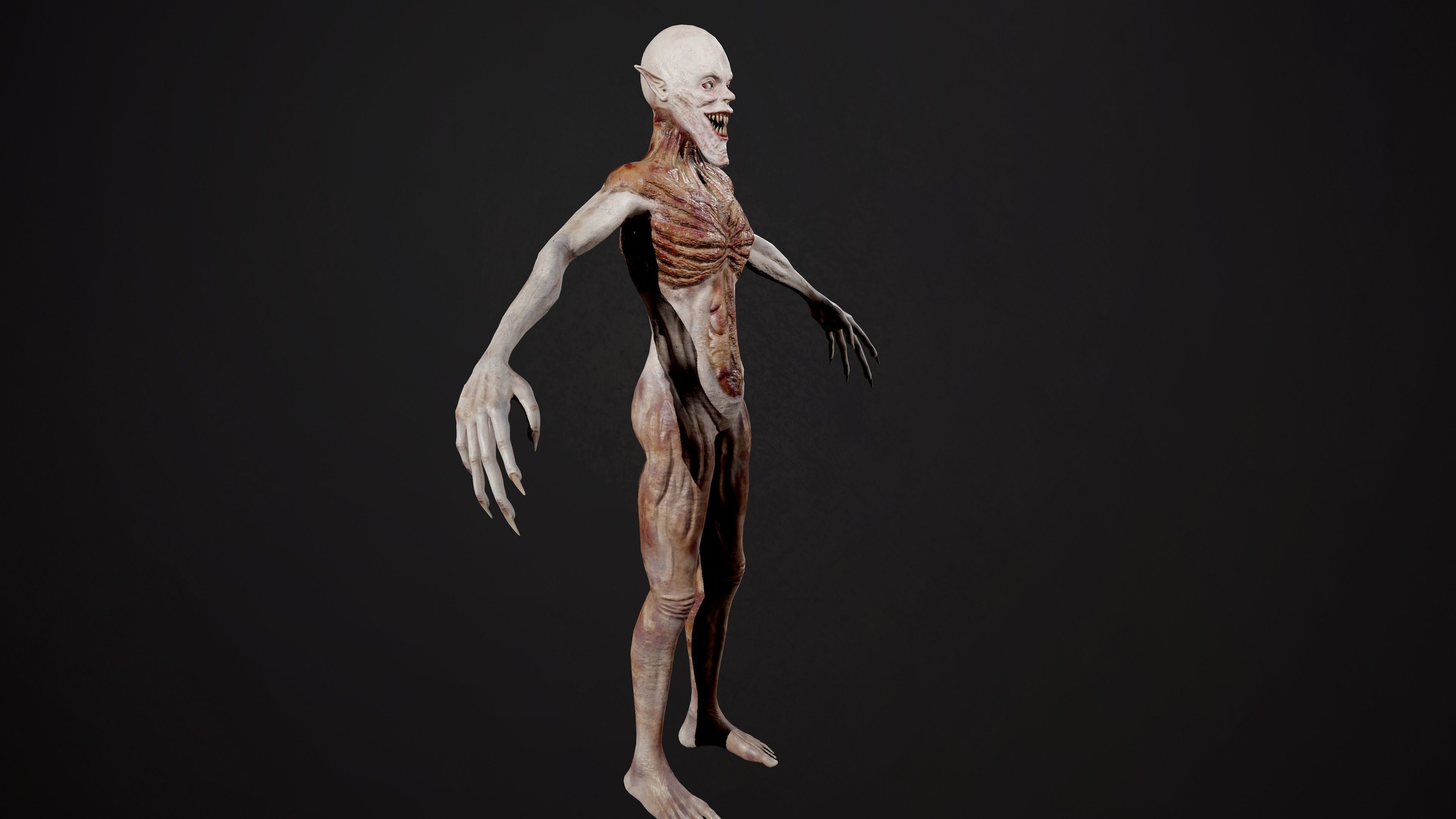Ghoul human body Low-poly 3D model_2