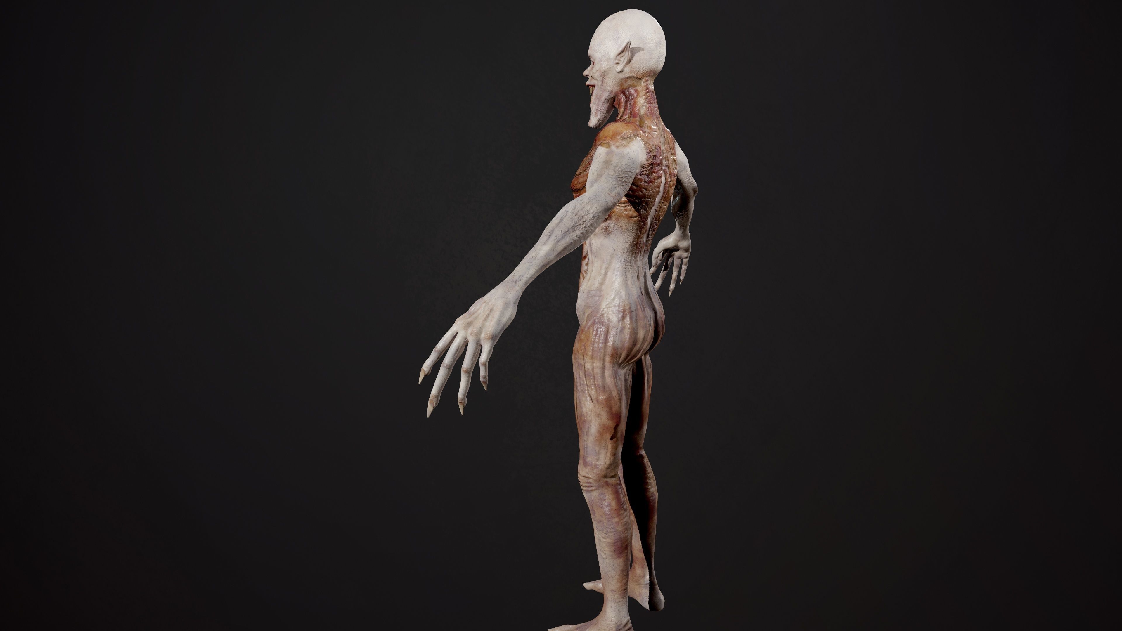Ghoul human body Low-poly 3D model_6