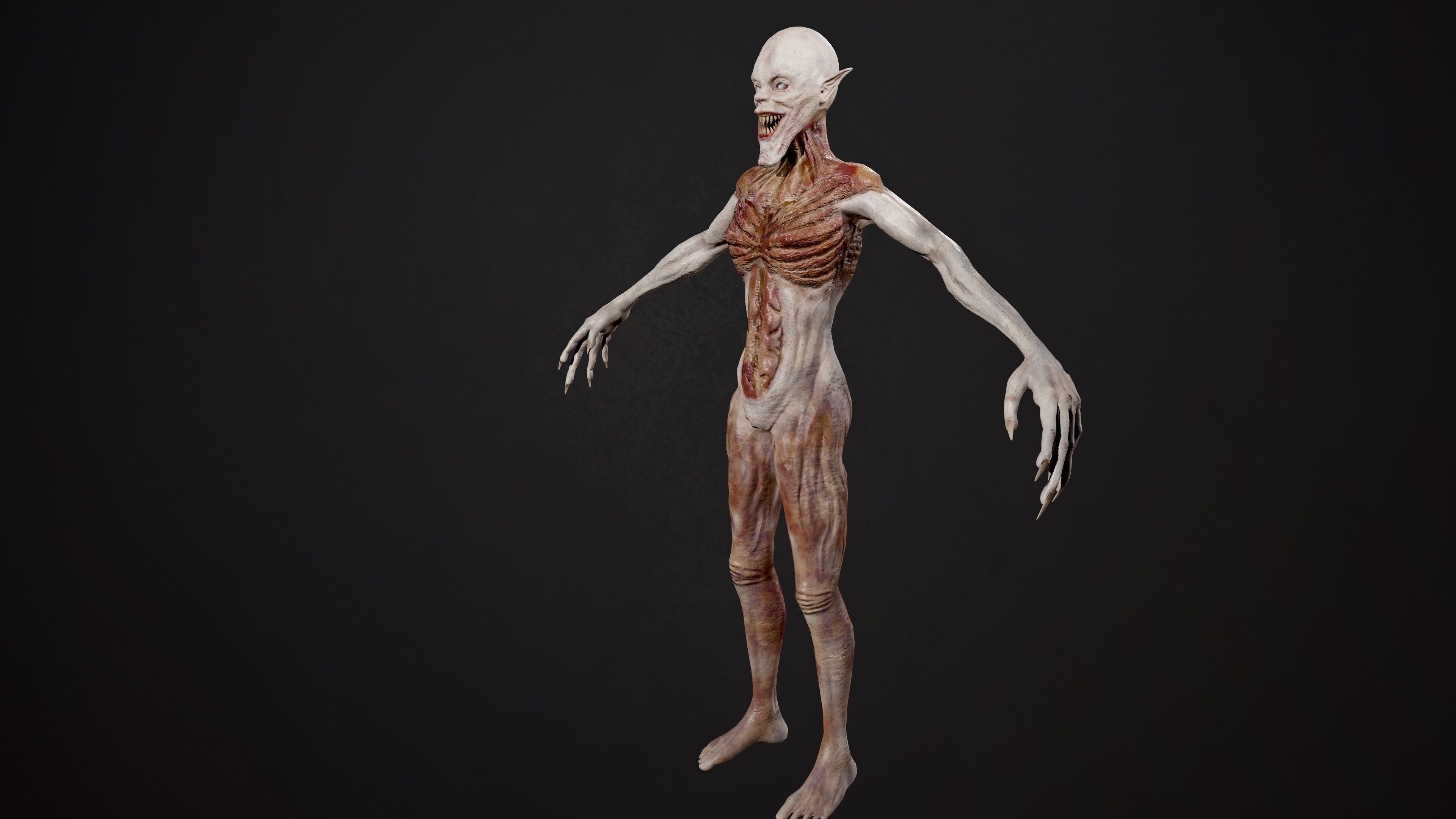 Ghoul human body Low-poly 3D model_8