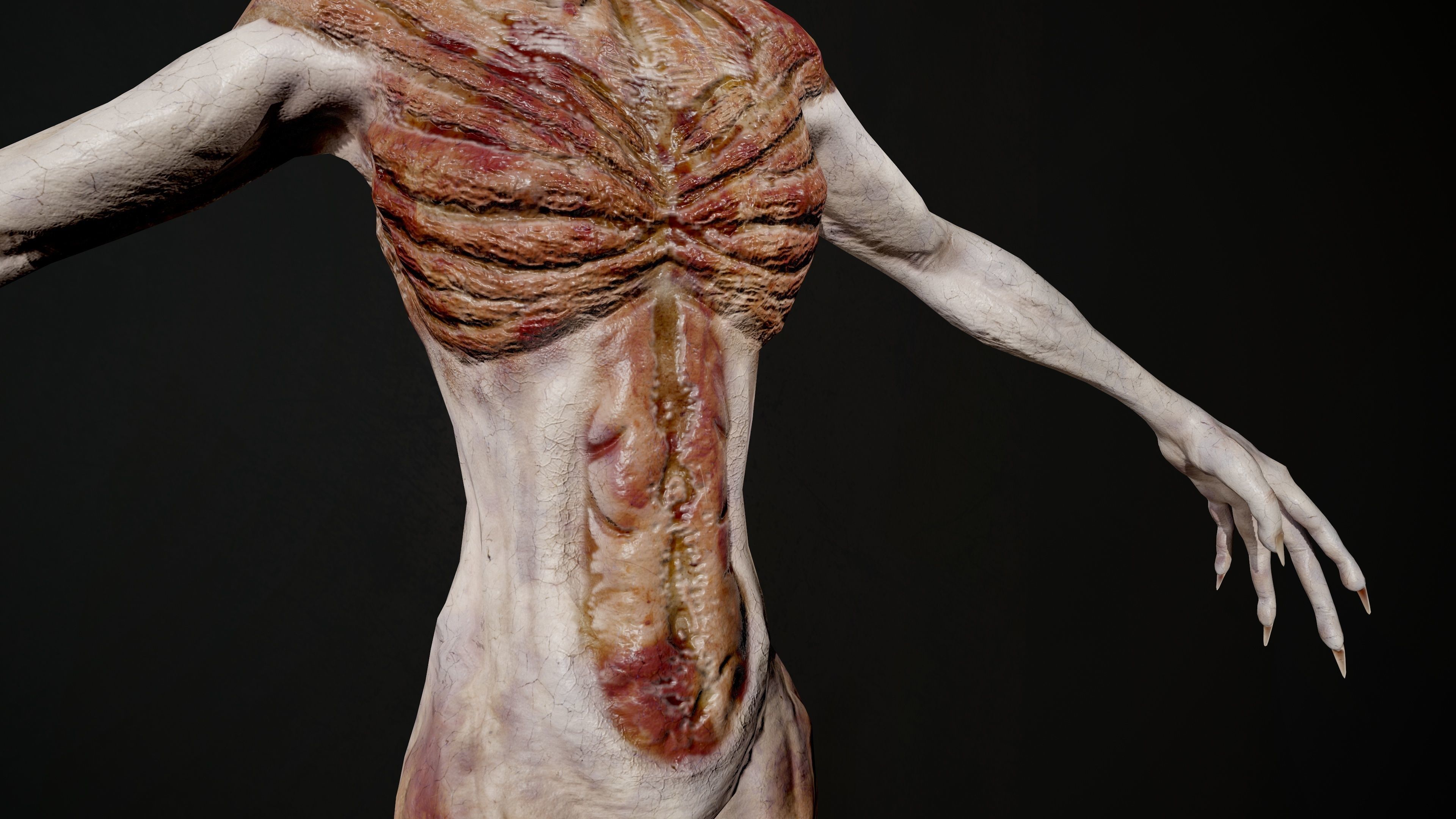 Ghoul human body Low-poly 3D model_9