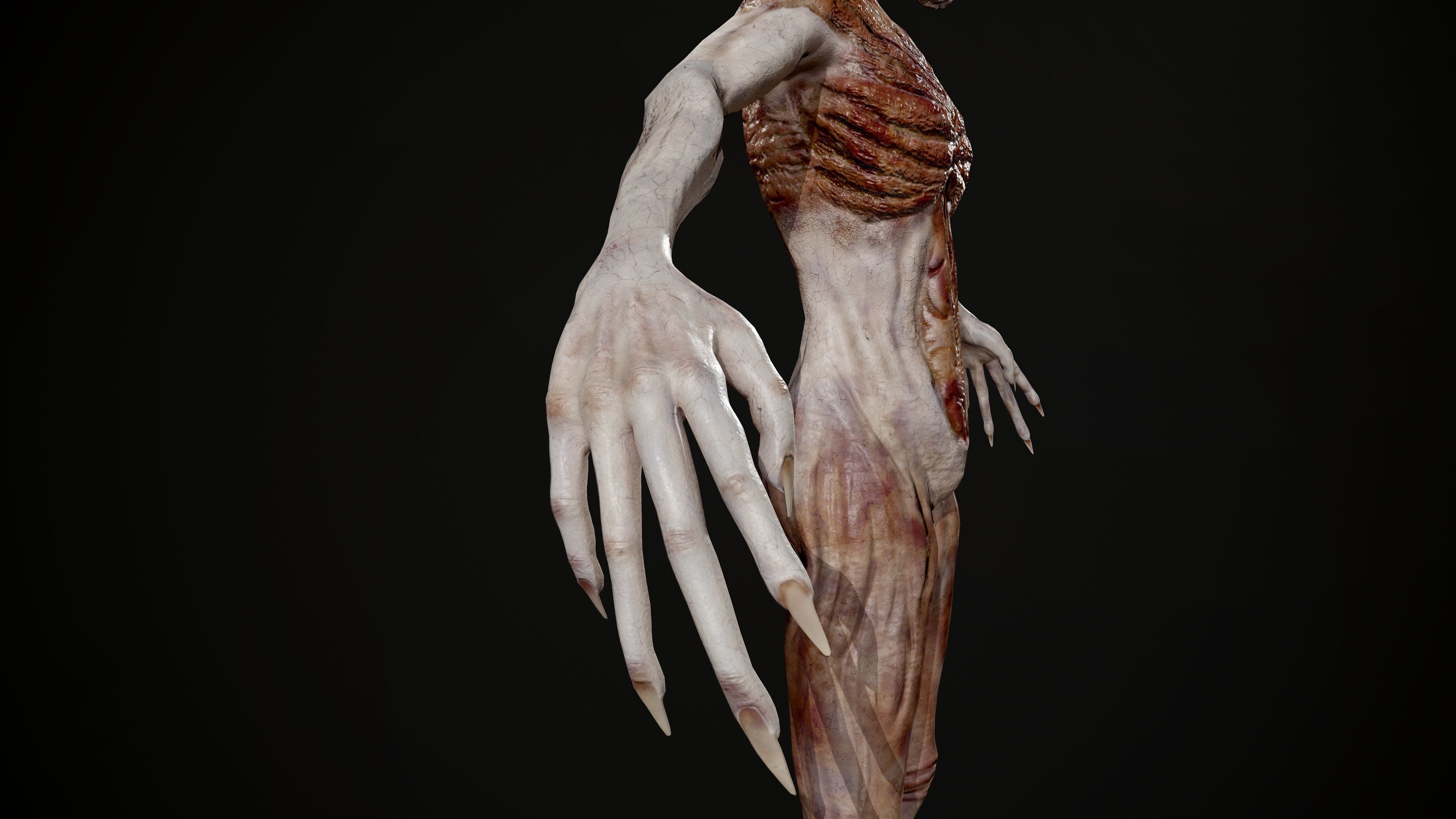 Ghoul human body Low-poly 3D model_11