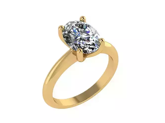 Ring002 gold engagement ring with oval cut diamond
