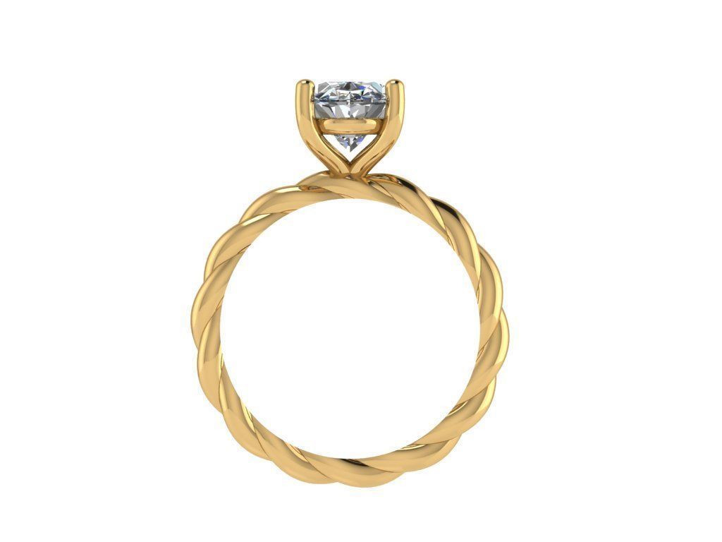 Ring003 gold twisted diamond engagement ring 3D print model_2