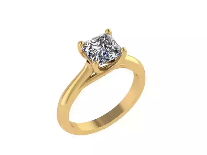 Ring004 princess cut diamond engagement ring gold