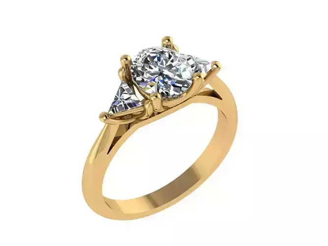 Ring005 gold engagement ring with three stones