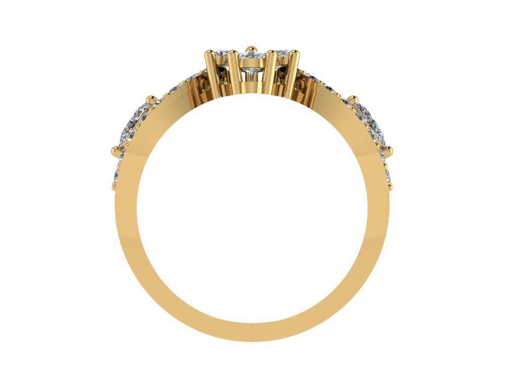 Ring007 diamond flower ring gold 3D print model_2