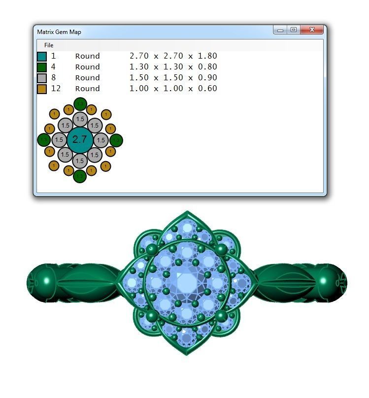 Ring008 gold diamond flower ring 3D print model_6