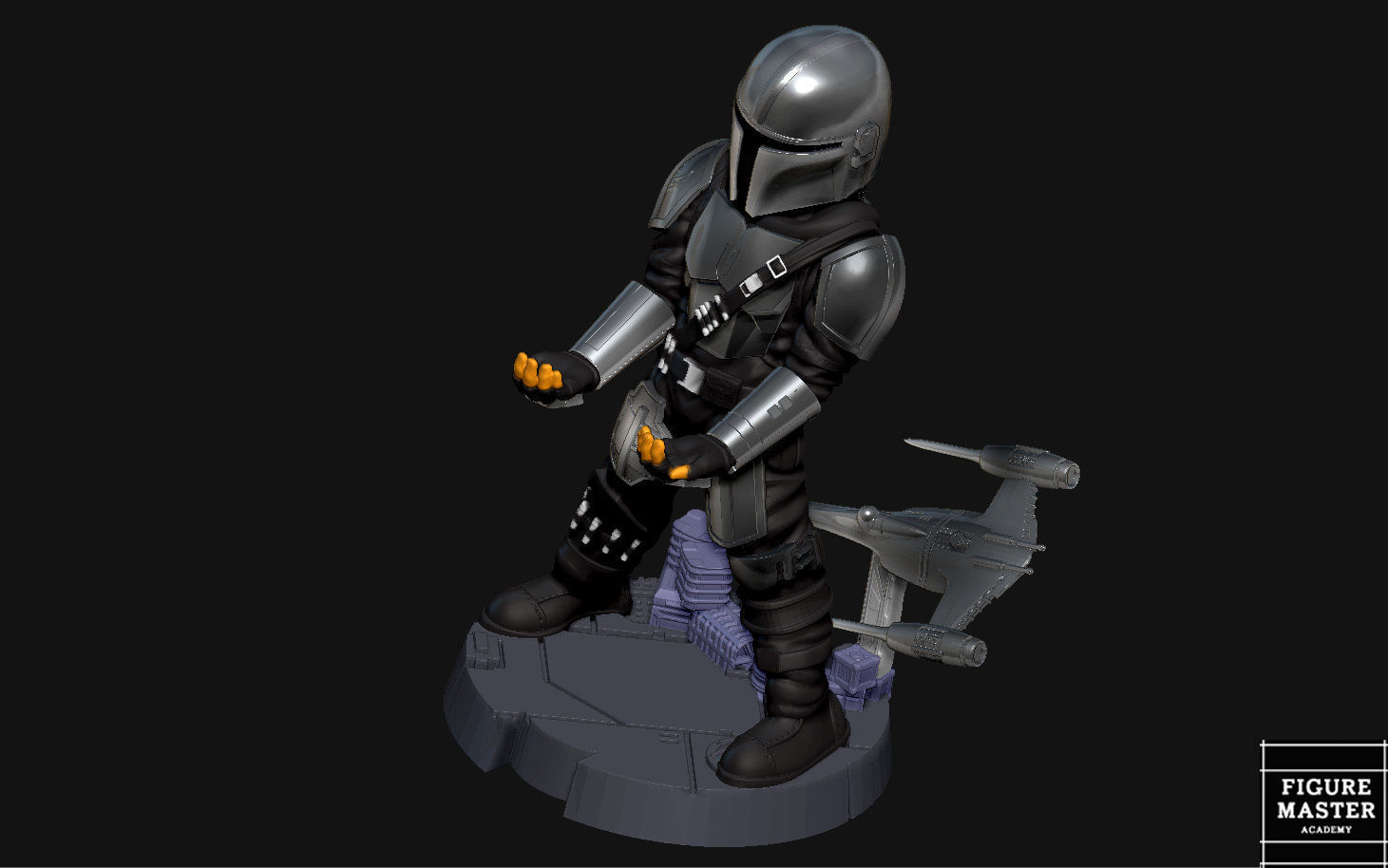 MANDALORIAN BESKAR PS5 PS4 CONTROLLER HOLDER STARWARS DISNEY 3D print model_6