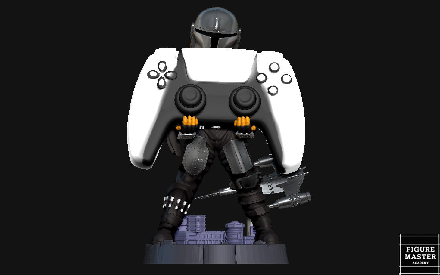 MANDALORIAN BESKAR PS5 PS4 CONTROLLER HOLDER STARWARS DISNEY 3D print model_1
