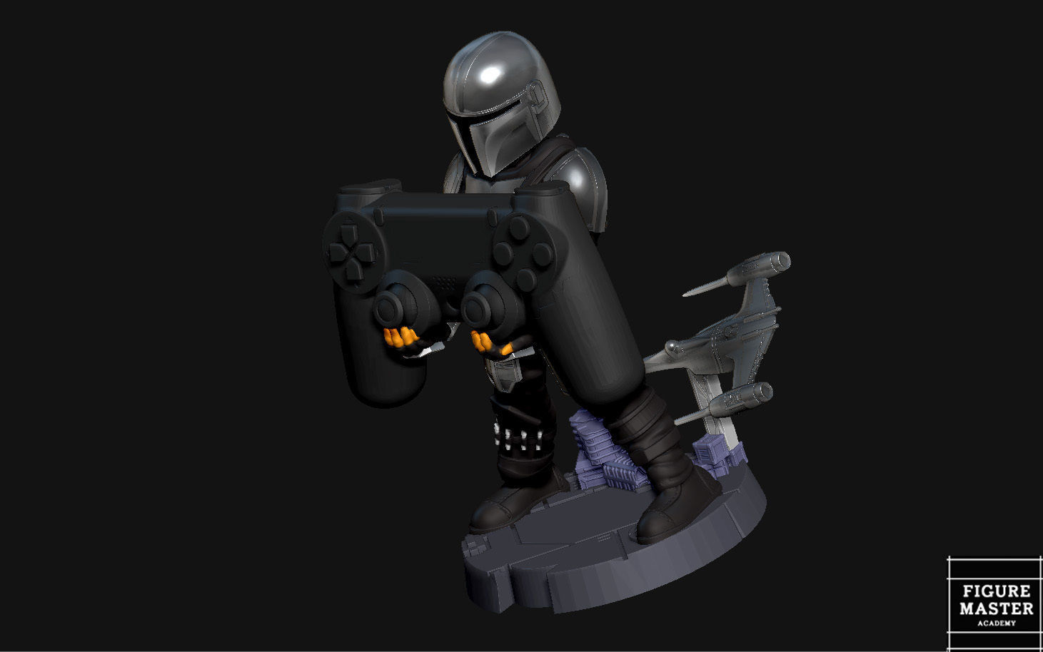 MANDALORIAN BESKAR PS5 PS4 CONTROLLER HOLDER STARWARS DISNEY 3D print model_2