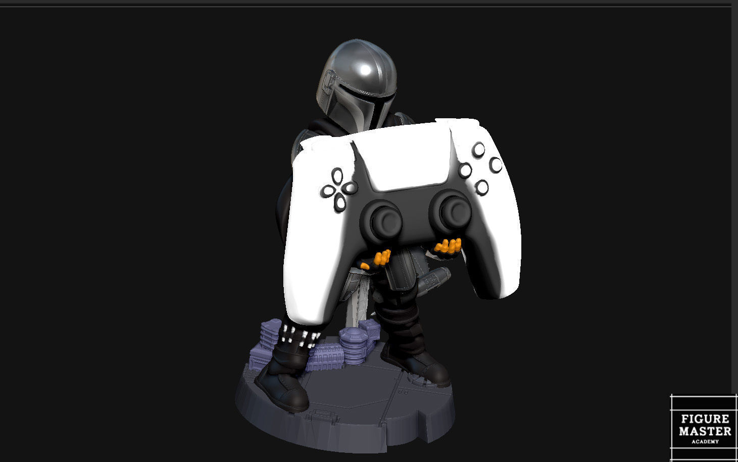 MANDALORIAN BESKAR PS5 PS4 CONTROLLER HOLDER STARWARS DISNEY 3D print model_7