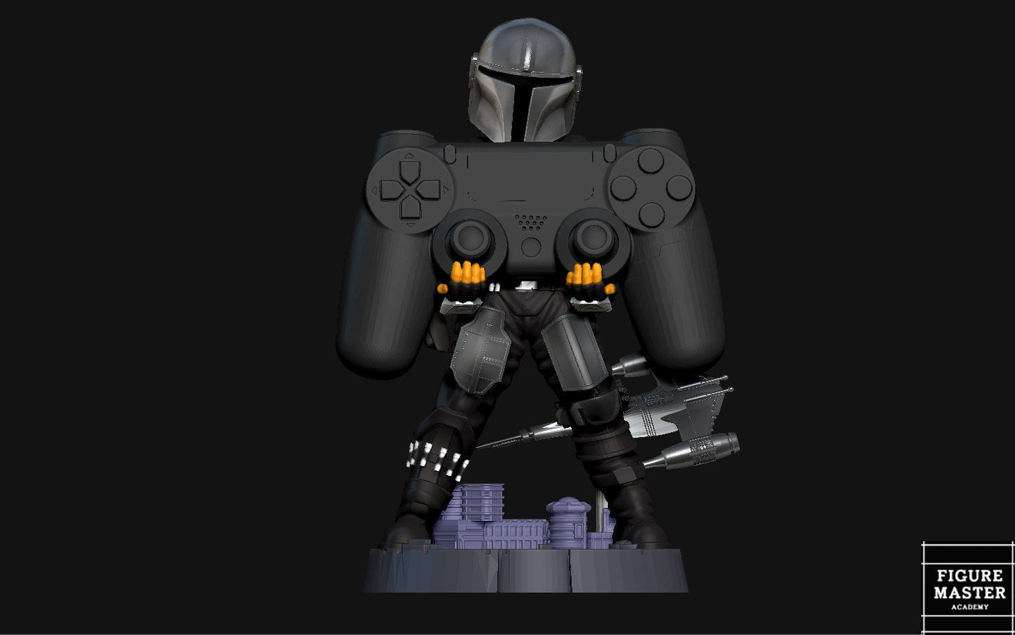 MANDALORIAN BESKAR PS5 PS4 CONTROLLER HOLDER STARWARS DISNEY 3D print model_8