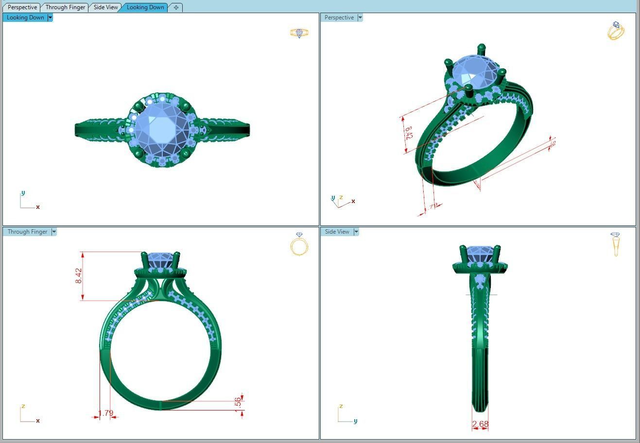 Ring010 oval diamond engagement ring gold 3D print model_5