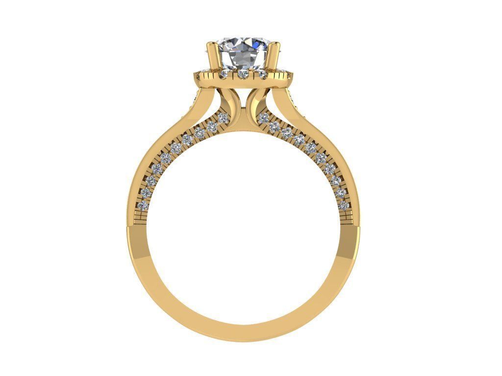 Ring010 oval diamond engagement ring gold 3D print model_2