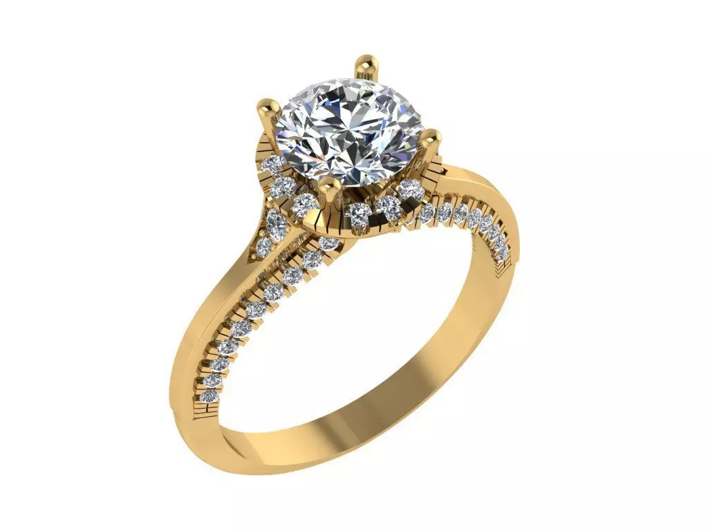 Ring010 oval diamond engagement ring gold 3D print model_0